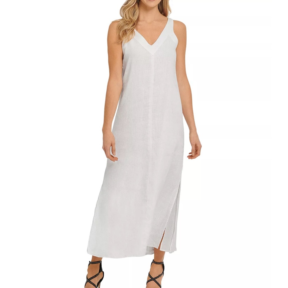DKNY v neck linen maxi dress.